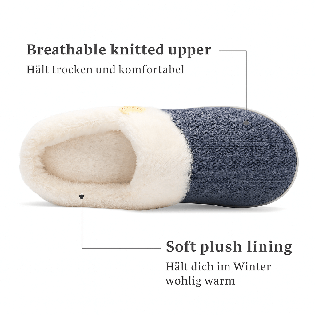 Warme Damen Hausschuhe mit Memory Foam – Weich, Gefüttert & Rutschfest