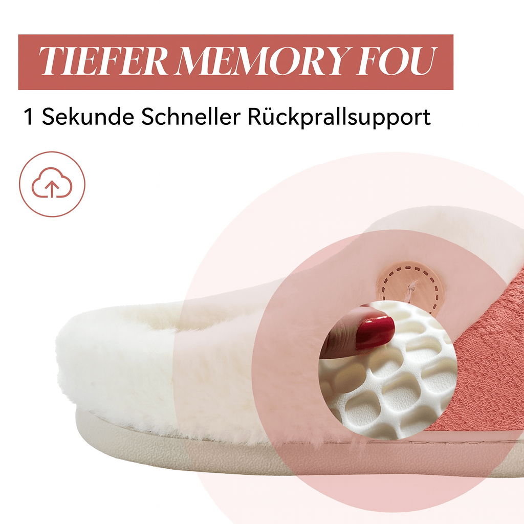 Warme Damen Hausschuhe mit Memory Foam – Weich, Gefüttert & Rutschfest