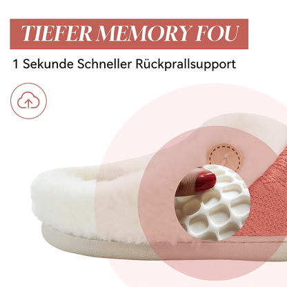 Warme Damen Hausschuhe mit Memory Foam – Weich, Gefüttert & Rutschfest