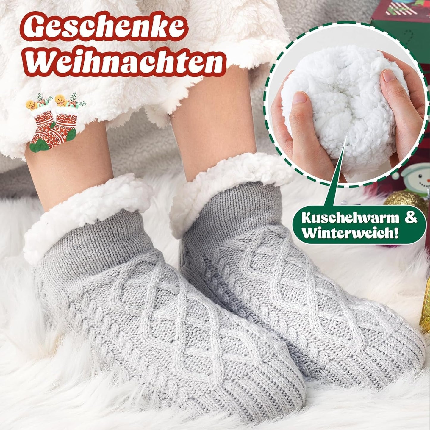 Warme Flauschige Haussocken – Rutschfeste Kuschelsocken für Damen & Herren(1 Paar)