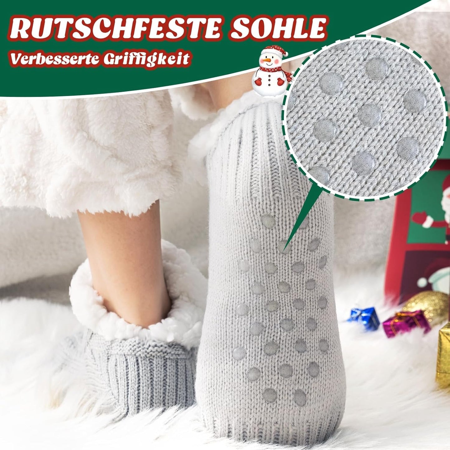 Warme Flauschige Haussocken – Rutschfeste Kuschelsocken für Damen & Herren(1 Paar)