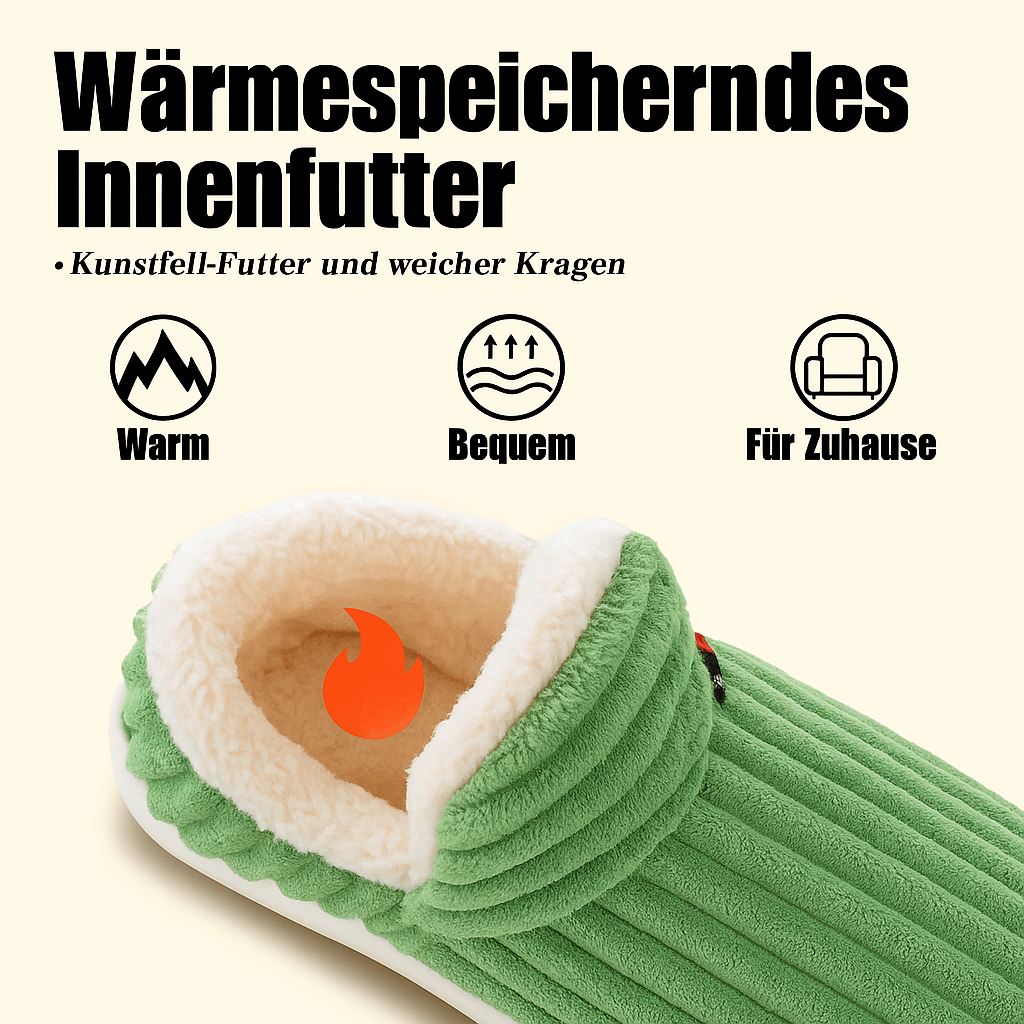 Warme Samt Winterhausschuhe mit Dicker Sohle für Damen und Herren