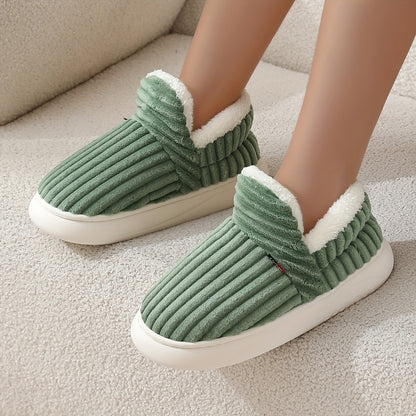 Warme Samt Winterhausschuhe mit Dicker Sohle für Damen und Herren