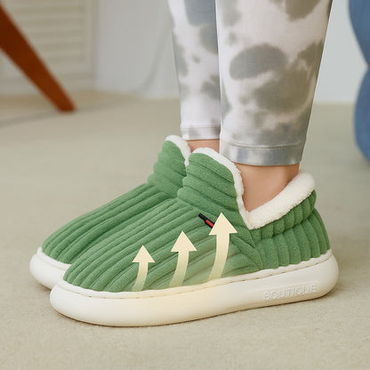 Warme Samt Winterhausschuhe mit Dicker Sohle für Damen und Herren