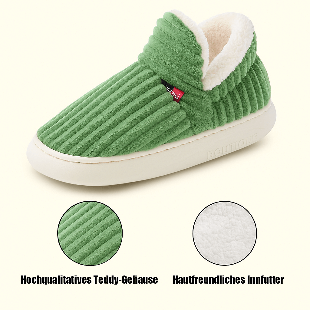 Warme Samt Winterhausschuhe mit Dicker Sohle für Damen und Herren