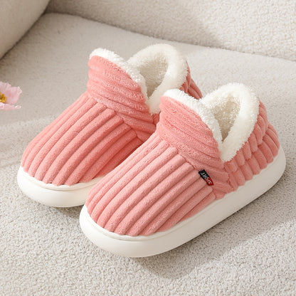 Warme Samt Winterhausschuhe mit Dicker Sohle für Damen und Herren
