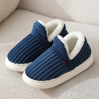 Warme Samt Winterhausschuhe mit Dicker Sohle für Damen und Herren